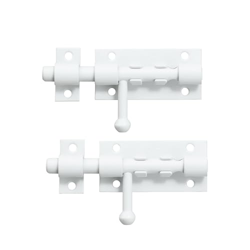 Alise 2 PCS 4 Inch Sliding Door Lock, SUS304 Stainless Steel Padlock-Style Gate Latch, Thickened Heavy Duty Security Slide Latch Lock for Outdoor Fence, Window, Shed Door White MCX7004W-2P - color: White, size: 4 inch-2P