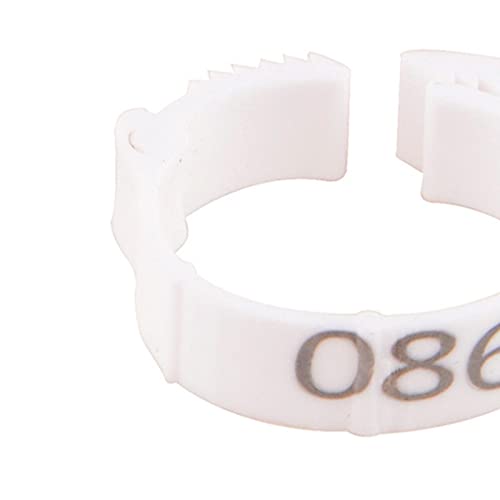 100 Pieces Chicken Foot Rings Leg Rings Clip on Bands Numbered Adjustable Ankle Markers Suitable for Turkey, White - color: White
