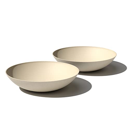 Veradek Mason Series Lane Bowl Planter| for Indoor or Outdoor Tabletops/Gardens |Made from Plastic-Stone Composite with Drainage Holes|Modern Décor for Flowers, Succulents, Small Plants - color: Sand, size: 8"H x 32"DIA 2PK