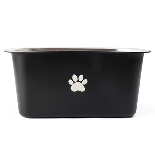 2.5 Gallons 40 Cup Non Slip Stainless Steel Large Dog Water Bowls, Outdoor Metal Dog Bowls Extra Large Breed, High Capacity Water Bowl for Big Giant Huge Dogs, Black - color: Black, size: 2.5 Gallons/ 320 oz/ 40 Cup