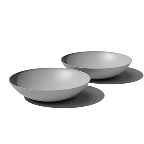 Veradek Mason Series Lane Bowl Planter| for Indoor or Outdoor Tabletops/Gardens |Made from Plastic-Stone Composite with Drainage Holes|Modern Décor for Flowers, Succulents, Small Plants - color: Gray, size: 8"H x 32"DIA 2PK
