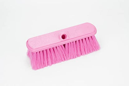 SPARTA Flo-Thru Heavy-Duty Deck Scrub Brush Nylon Bristled, Boat and Floor Scrub Broom with Protective Bumper for Floors and Large Equipment, Plastic, 9.5 Inches, Pink - color: Pink