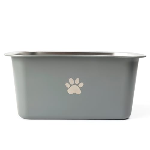 2.5 Gallons 40 Cup Non Slip Stainless Steel Large Dog Water Bowls, Outdoor Metal Dog Bowls Extra Large Breed, High Capacity Water Bowl for Big Giant Huge Dogs, Grey - color: Grey, size: 2.5 Gallons/ 320 oz/ 40 Cup