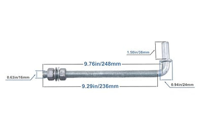 J-Bolt Post Hinge with 5/8" Hinge Pin Galvanized Post Gate Hinge for Chain Link Fence, Washers & Nuts Included (10" (4 Pcs)) - size: 10" (4 Pcs)