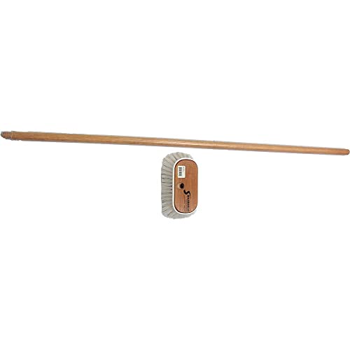 Shurhold Marine Mate 6" Deck Brush with Handle Shurhold Brush on 48" Wooden Handle, Perfect for Under-Gunnel Storage - Stiff Bristle