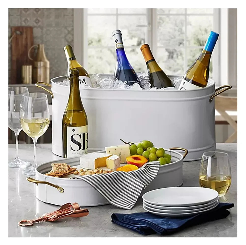 Member's Mark Home Stainless Steel Beverage Tub with Stand - Bottom Tray - Ice Bucket - Party Drink Holder - Outdoor or Indoor Use - Free Standing