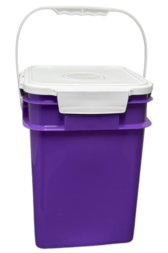 House Naturals 4 Gallon Square Food Grade Bucket Pail with Plastic Handles and Lid (Pack of 3) Made in USA containers (Pink/Magenta/Purple - White lids) - color: Pink/Magenta/Purple - White Lids