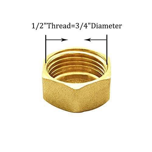 Joywayus 2Set Brass Male Bulkhead Kit Include 1/4" NPT Female 1/2" Male Water Tank Connector Threaded And 1/2" Female Outer Hex Head End Pipe Caps with Rubber Gasket - size: 1/2" Male x 1/4"NPT Female-2PCS