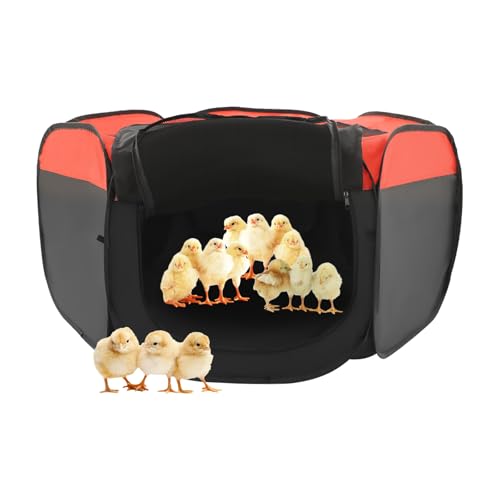 Foldable Brooder Box,Portable Baby Chicken Coop with Double Door and Zippered Cover,Chicken Brooder Box for Newborn Chicks,Ducks and Geese