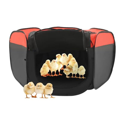 Foldable Brooder Box,Portable Baby Chicken Coop with Double Door and Zippered Cover,Chicken Brooder Box for Newborn Chicks,Ducks and Geese