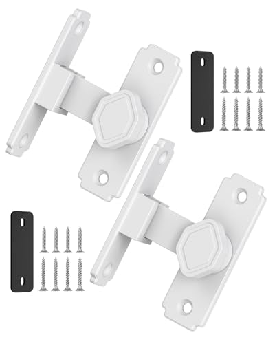 90 Degree Barn Door Lock, Small Sliding Barn Door Latches, Rust-Proof Sliding Gate Latch Lock for Garden, Bathroom, Cabinet, Pet Cage, Window, Shed (White-2PCS) - color: White-2PCS