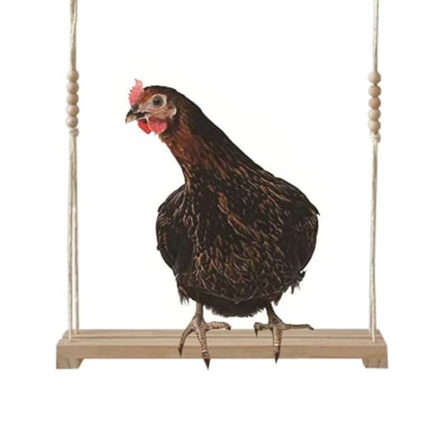 Chicken Swing Toy, Wooden Hen Swing Hanging Chicken Perch Ladder Swing Wood Stand Decorative Chicken Coop Accessories Toys Supplies for Rooster Chicken Owners & Lovers