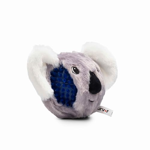 Flourish Pets 2in1 Tough Durable Dog Chew Toy with Non-Toxic BPA Free Rubber&Double Stitched Soft Fabric Exterior Squeaky Indestructible Dog Toy for Aggressive Chewers-Single Pack,Koala Prickles(4'') - color: Koala Prickles, size: 1 Pack