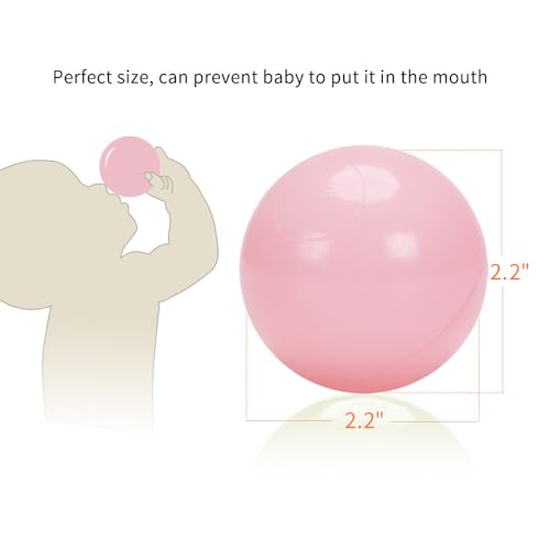 Colorful 100pcs Ball Pit Balls 2.2-inch Plastic Ocean Ball Crush Proof Stress Balls for Kids Pool Ball Playhouse Pit Accessories - color: 100 balls-Pink+beige+transparent