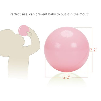 Colorful 100pcs Ball Pit Balls 2.2-inch Plastic Ocean Ball Crush Proof Stress Balls for Kids Pool Ball Playhouse Pit Accessories - color: 100 balls-Pink+beige+transparent