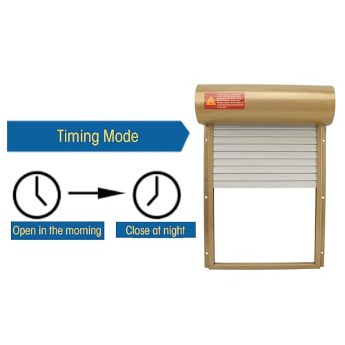 Automatic Chicken Coop Door, Solar Powered Timer Control with LED Display for Poultry Safety Duck Goose Farm, Metal Plastic Construction (Gold) - color: Gold