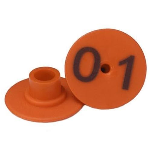 KaDdu Livestock Ear Tags, 100 Pieces Orange Thickened Sheep Ear tag Number Mark Identification Card Information Management Livestock Goat Sheep Pig Cattle 0-100 Orange - color: Orange
