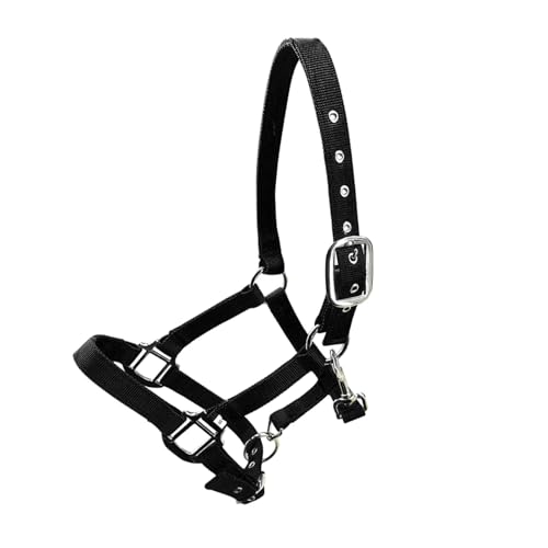 Cattle Halter Padded Halter Pony Bridle Head Collar Adjustable Horse Supplies Professional Soft Headstall(Black,Medium) - color: Black, size: Medium