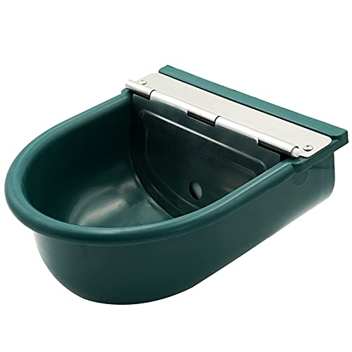 MINYULUA Automatic Waterer Bowl Large Horse Waterer with Float Valve | Automatic Water Feeder Dispenser Bowl, with Drain Plug, Plastic Material, Widely Used, Easy to Clean, Easy to Install, Green - color: dark green