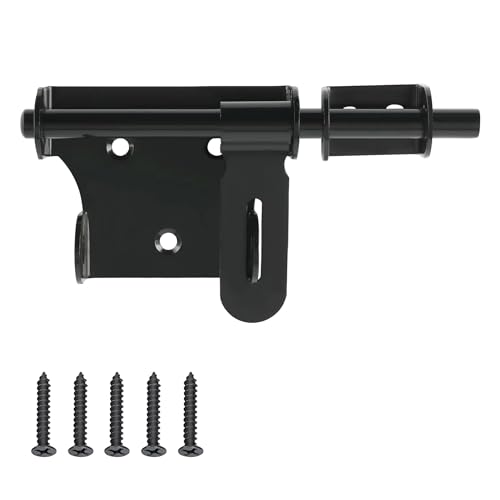 Alise 6 Inch Slide Bolt Gate Latch, Door Lock with Padlock Hole, Heavy Duty Stainless Steel Barrel Bolts Safety Door Lock for Wooden Fence, Outdoor Fence,Shed Door Black - color: Black, size: 6 Inch-HQ201