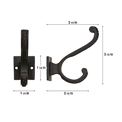 Iron Scroll Coat Hooks - Wall Mounted Rustic Farmhouse Cast Iron DIY Coat Towel Hat Scarf Bag Hook - 5 Pack (Black) - style: Scroll (Black)