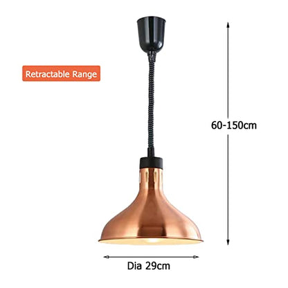 KOUDA Hanging Commercial Food Warmer Lights Telescopic Heating Lamps For Buffet Kitchen Restaurant (Bronze, Dia.29cm, Adjustable Height.60-150cm) - color: Bronze