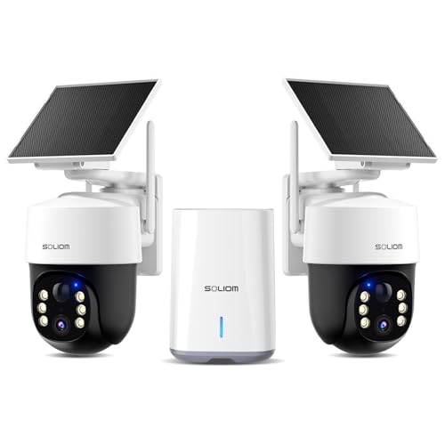SOLIOM Security Cameras Wireless Outdoor,4K Ultra HD for Day and Night, No Subscription,Built in Radar,Solar Powered Cameras for Home Security, 360° Pan Tilt Auto Tracking,5G & 2.4G WiFi, 2-Cam Kit - size: 2-Cam-KIt