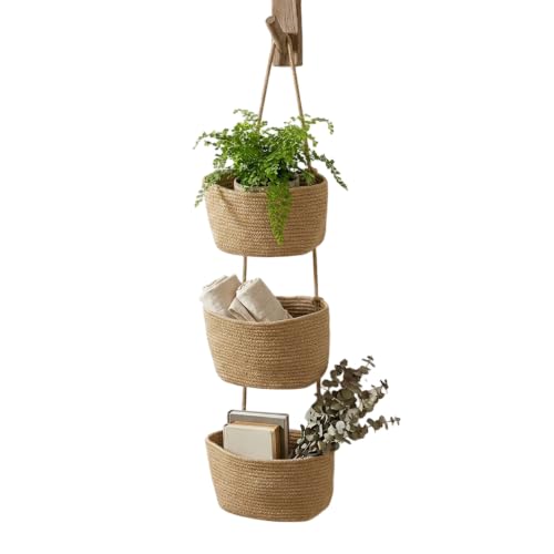2026 New 3-Tier Cotton Door Basket Organizer, Hand-Woven Over-Door Storage for Bathroom Kitchen (F) - color: F