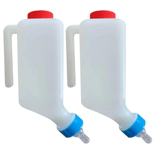 2Pcs 800ml Lamb Baby Bottle Hanging Plastic Milk Feeder with Handle for Goat & Calf