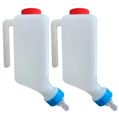 2Pcs 800ml Lamb Baby Bottle Hanging Plastic Milk Feeder with Handle for Goat & Calf