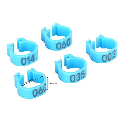 Gavigain 8mm Pigeon Leg Bands 0-100 Numbers Chicken Identification Leg Bands for Bantam Finch Dove Lovebird Coturnix Quail (Blue) - color: Blue