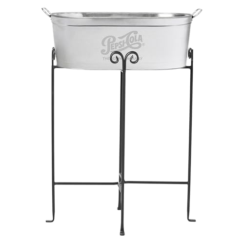Let's Make Memories Personalized Beverage Tub - Custom Ice Bucket - Galvanized Drink Container - Customize With Message - With Stand - Pepsi Vintage Logo - color: Pepsi Vintage Logo, size: With Stand