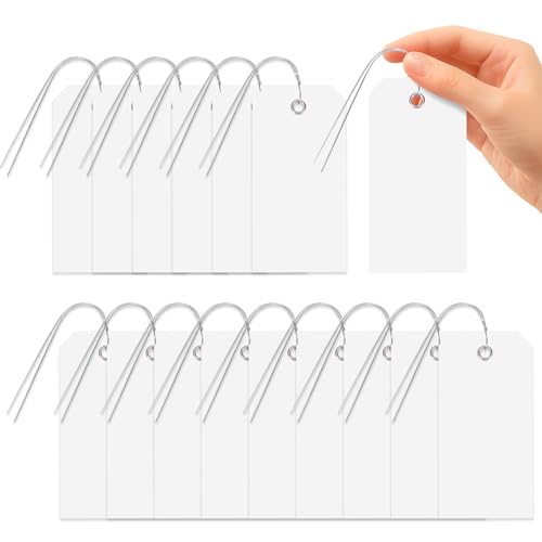 Glarks 101pcs White 6 x 12cm Waterproof Writable Tags with String Set, PVC Shipping Tags, Heavy Duty Shipping Moving Tag, Blank Labeling Tag for Home, Office - color: White