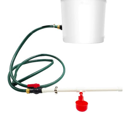 Chicken Coop Accessories – Complete Automatic PVC Pipe Watering System Kit with Hole Opener, Hoses, Valves & Red Drinking Cups for Chickens, Quail, Ducks, Geese & Other Poultry