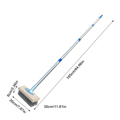 Stainless Steel Wire Scrub Brush with Long Handle, 63'' Heavy Duty Stiff Metal Bristle Scrubber Broom, Moss Remover Wire Cleaning Brushes, for Rough SurfaceConcrete Floor Patio Garden Garage - size: 20 cm