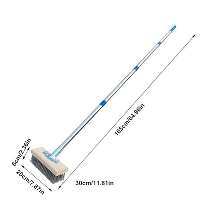 Stainless Steel Wire Scrub Brush with Long Handle, 63'' Heavy Duty Stiff Metal Bristle Scrubber Broom, Moss Remover Wire Cleaning Brushes, for Rough SurfaceConcrete Floor Patio Garden Garage - size: 20 cm