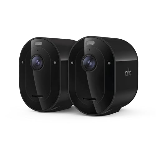 Arlo Pro Security Camera 2K HDR (6th Gen, 2025 Release) - Wireless Outdoor Camera, Rechargeable Removeable Battery, Event Captions, Emergency Response, 1-Month Trial of Secure Plan, 2 Cam, Black - color: Black, size: 2 Cameras, style: Standard Battery