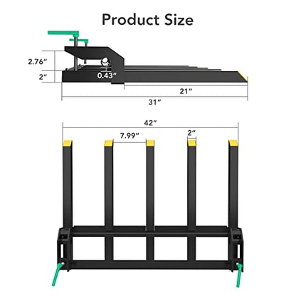 Clamp On Debris Forks 48" Bucket, 2500 lbs Capacity Heavy Duty Clamp On Pallet Forks Bucket Attachments, Fit for Loader Bucket Skidsteer Tractor - size: 48 inch Debris Forks2