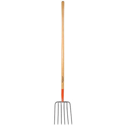 A.M. Leonard Forged 6 Tine Manure Fork, Bedding Fork, 54 Inch Ash Handle