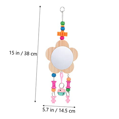 Creative Wooden Mirror Toy for Chickens Hens Interactive Pet Mirror Pendant for Playtime Relief for Chicken Farms