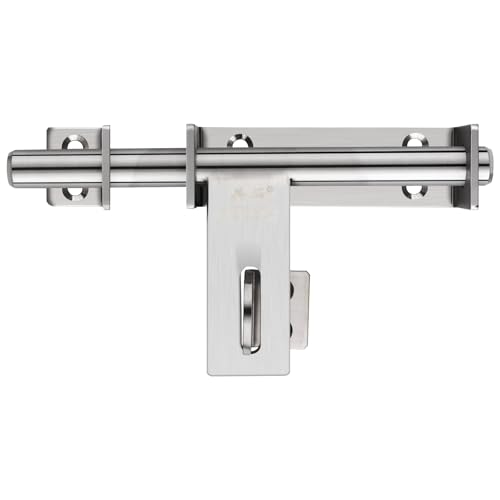 Heavy Duty Barrel Bolts Safety Door Lock, 6.7 Inch Slide Bolt Gate Latch with Padlock Hole,Solid SUS304 Stainless Steel Barrel Bolt Latch for Wooden Fence, Yard Door, Barn Door, Shed Door, Interior - color: Silver