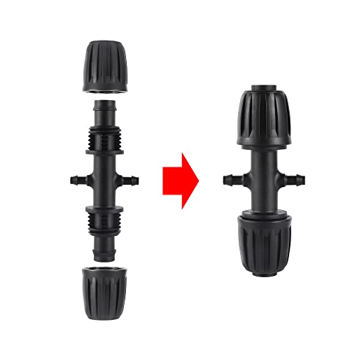 Barbed Tee 1/2 Inch to 1/4 Inch Irrigation Tube Fittings for (1/2'' ID x 0.60''-0.63'' OD) 16mm Drip Tubing Anti-Drop Barbed Connectors,4-Way-10 Pcs - size: 10 Pcs Barbed Tee Four-way