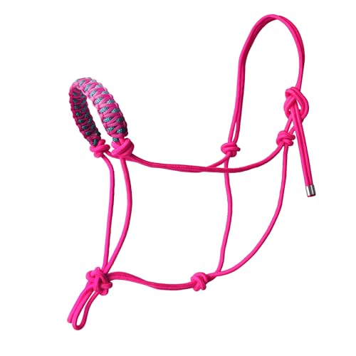 Rope Halters for Horses,Durable Design, Multiple, Beautiful Hand Braided,Horsehead Rope Halter - color: Neon Pink, size: Small