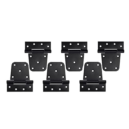 HOME MASTER HARDWARE 3-1/2 inch Heavy Duty T Hinge Gate Hinges Steel Black Finish with Screws 6-Pack (Black) - color: 6 Pack - Black