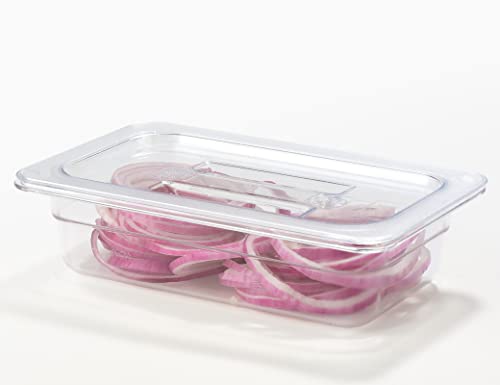 CURTA 6 Pack NSF Food Pan Cover, 1/4 Size Clear Polycarbonate Lid with Handle for Commercial Food Pan, Dishwasher & Freezer Safe Plastic Clear - color: 1/4 Size, size: Handled Lids