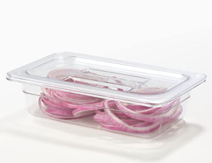 CURTA 6 Pack NSF Food Pan Cover, 1/4 Size Clear Polycarbonate Lid with Handle for Commercial Food Pan, Dishwasher & Freezer Safe Plastic Clear - color: 1/4 Size, size: Handled Lids
