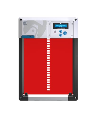 Automatic Chicken Coop Door Opener, ChickenGuard One in All 4 Colours, Timer/Light Sensing, Winter Mode, Auto-Stop & Predator Proof, 3 Power Options, Solar, Battery or Electric (Red + Batteries) - color: Red