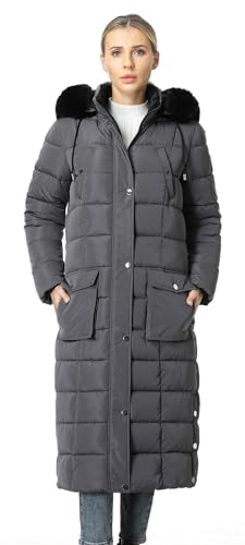MOERDENG Women's Waterproof Long Winter Coat Thickened Down Alternative Jacket Warm Puffer Jacket Parka - color: Darkgrey, size: Large
