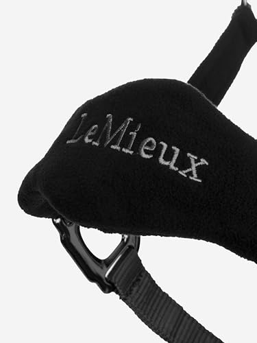 LeMieux Vogue Fleece Headcollar - Halter & Leadrope - Extra Padding, Adjustable at Curb and Poll Strap - color: Black / Grey, size: Pony