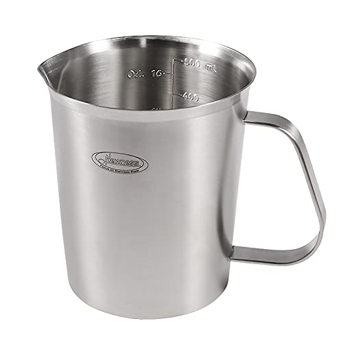 Newness Stainless Steel Measuring Cup, Metal Measuring Cup with Handle (Upgraded, 3 Marking Including Cup/ML/Ounce Scale), 16 Ounces (0.5 Liter, 2 Cup) - size: 16 OZ (2 Cup, 500 ML)